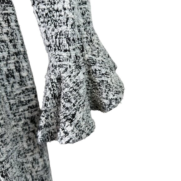 Lauren Ralph Lauren Black White Tweed V-Neck Ruffle Sleeve Dress Size 4 - Picture 6 of 8